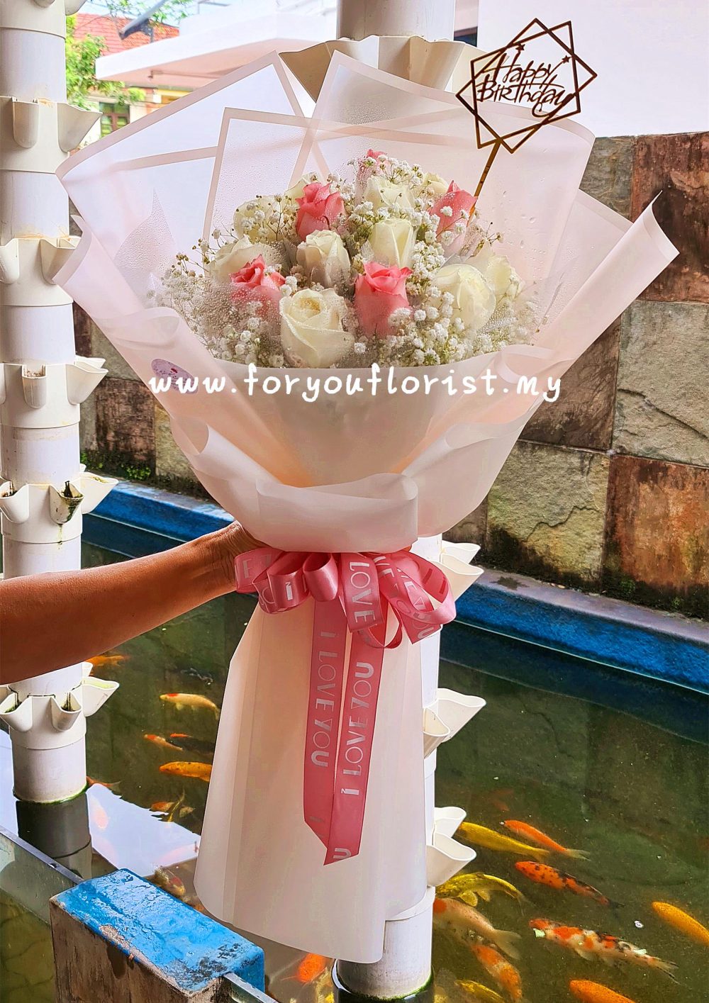 Bouquet 015 - Rose White Pink