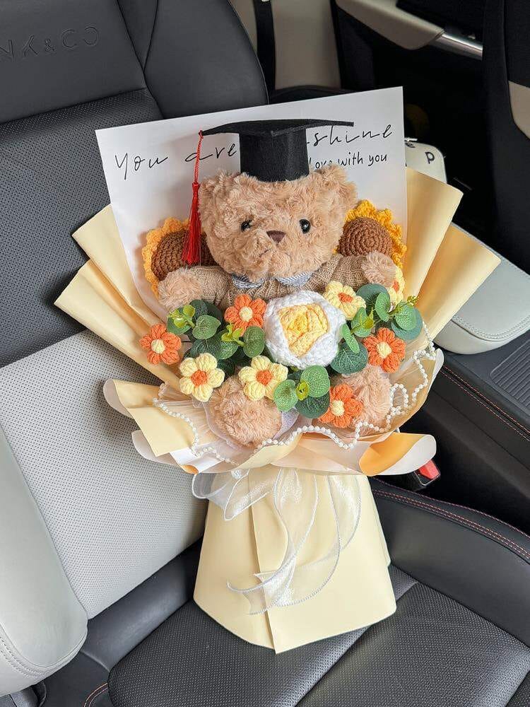 Knit Graduation Bear Bouquet