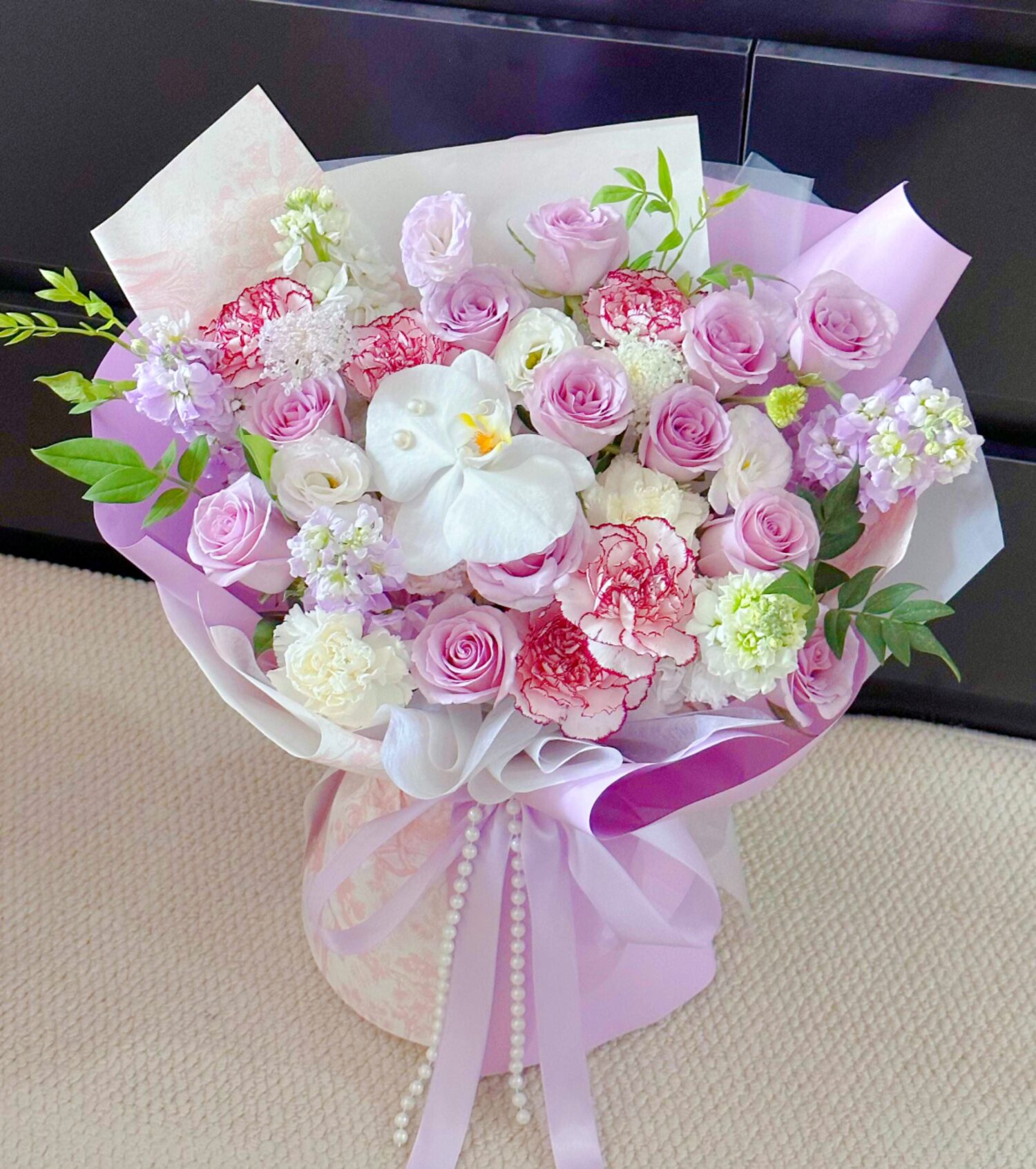 Bouquet 242 - Fresh Flower + (add on SOAP FLOWER Phalaenopsis Orchid)
