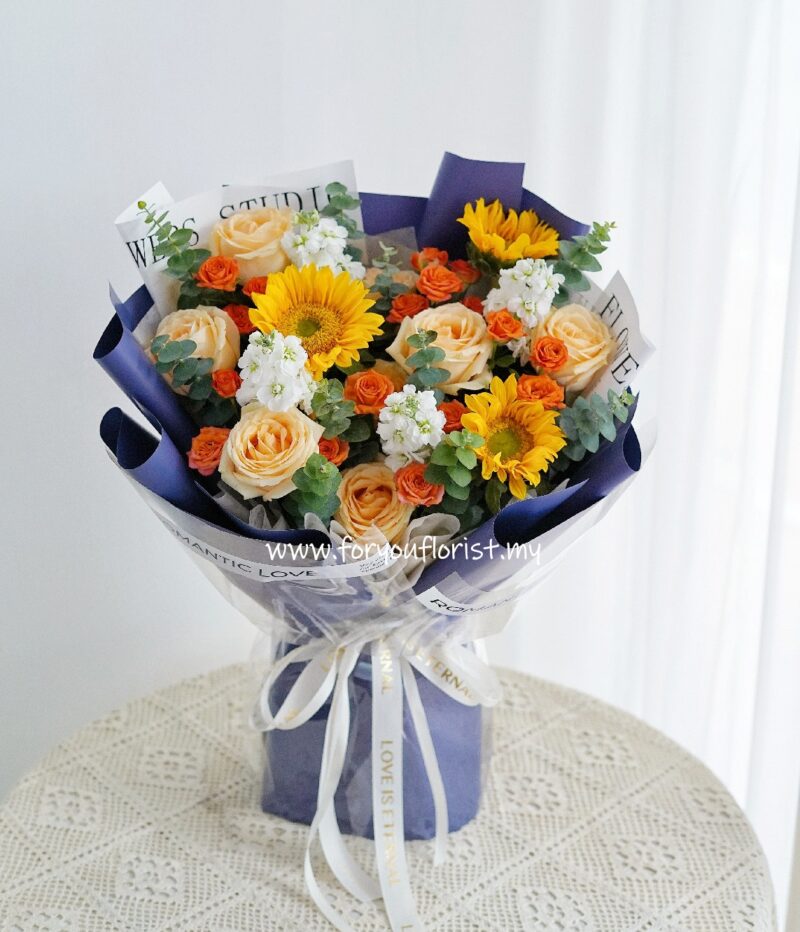 Bouquet 229 – Sunflower Champagne Rose