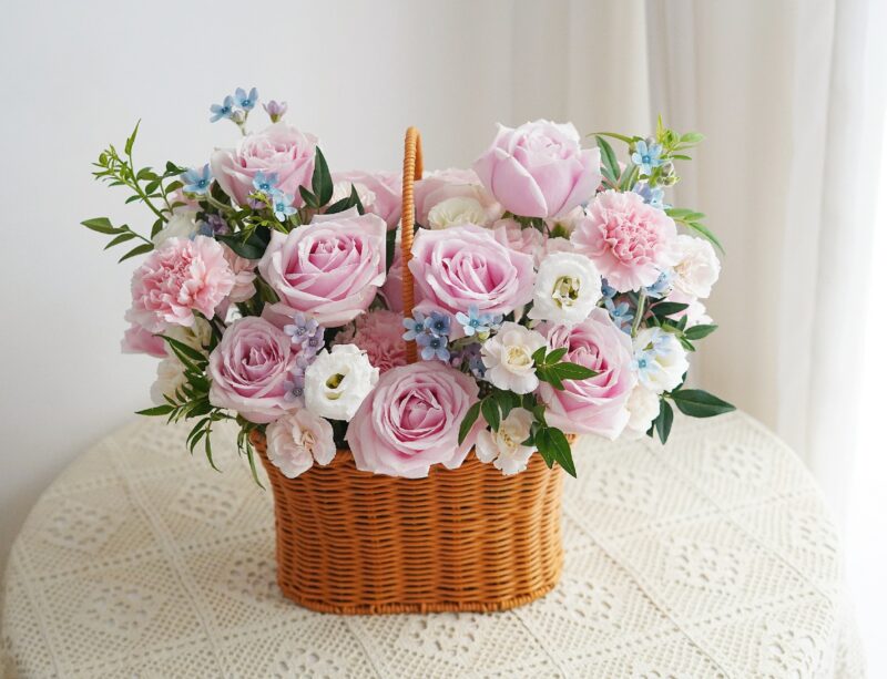 Pink Rose Basket