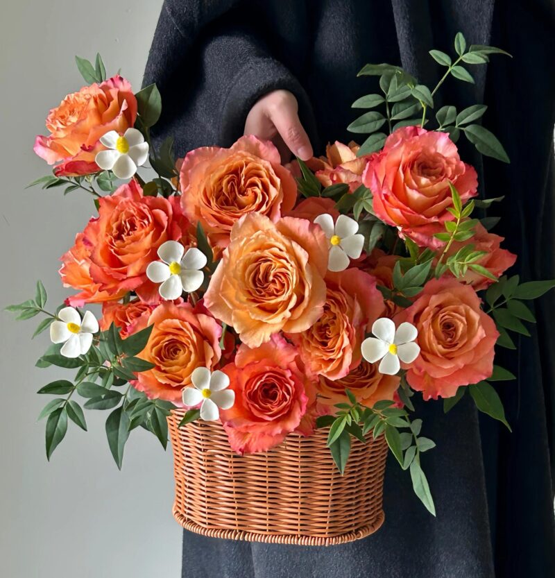 Orange Rose Basket