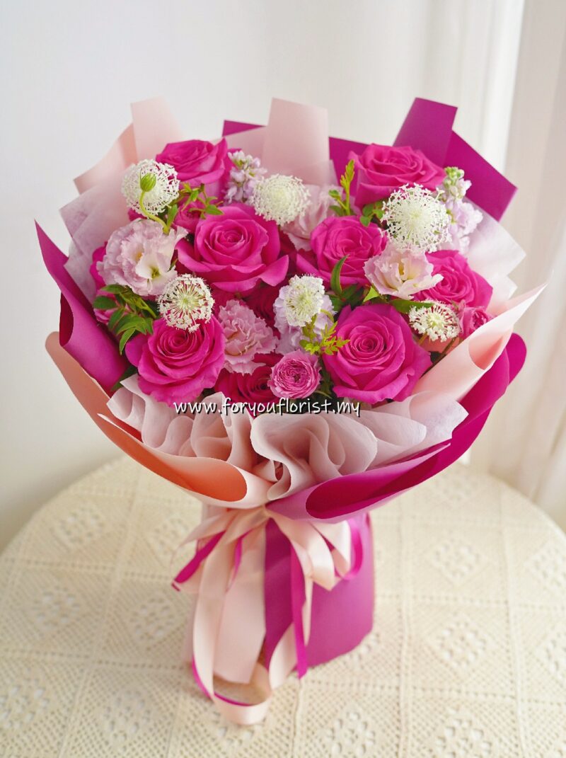 Bouquet 245 - Dark Pink Rose