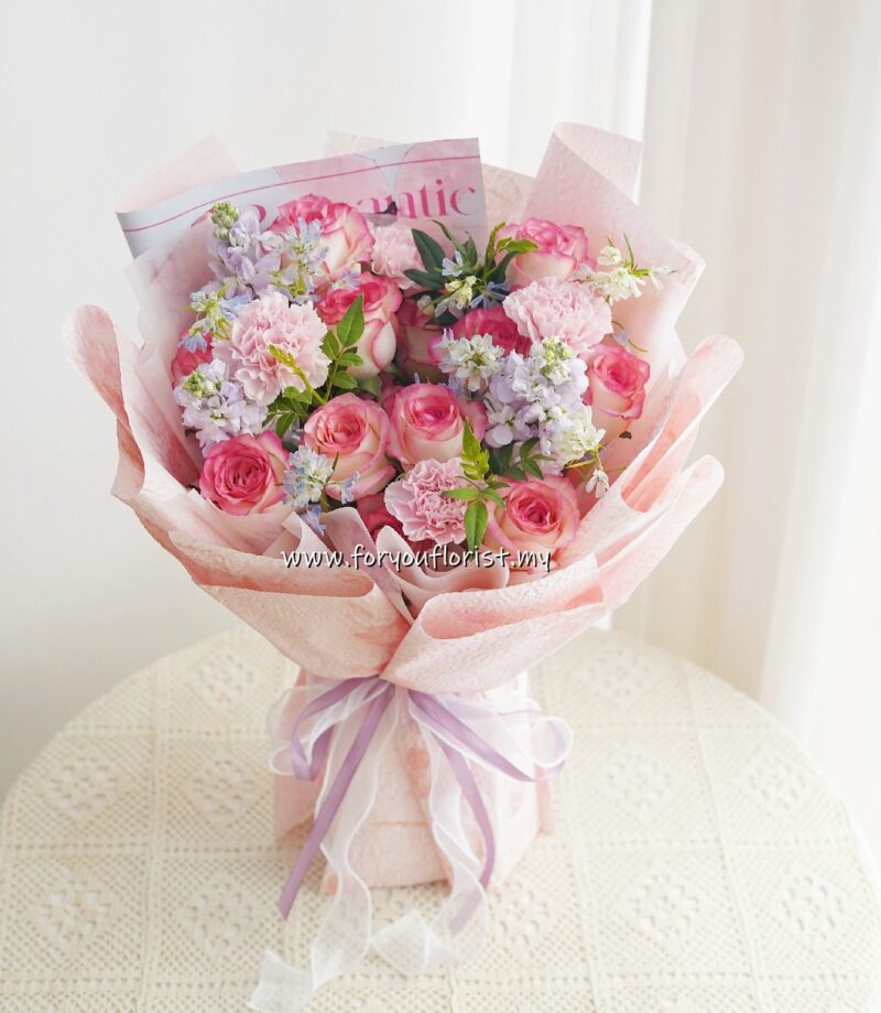 Bouquet 244 - Pink Rose Mathiola