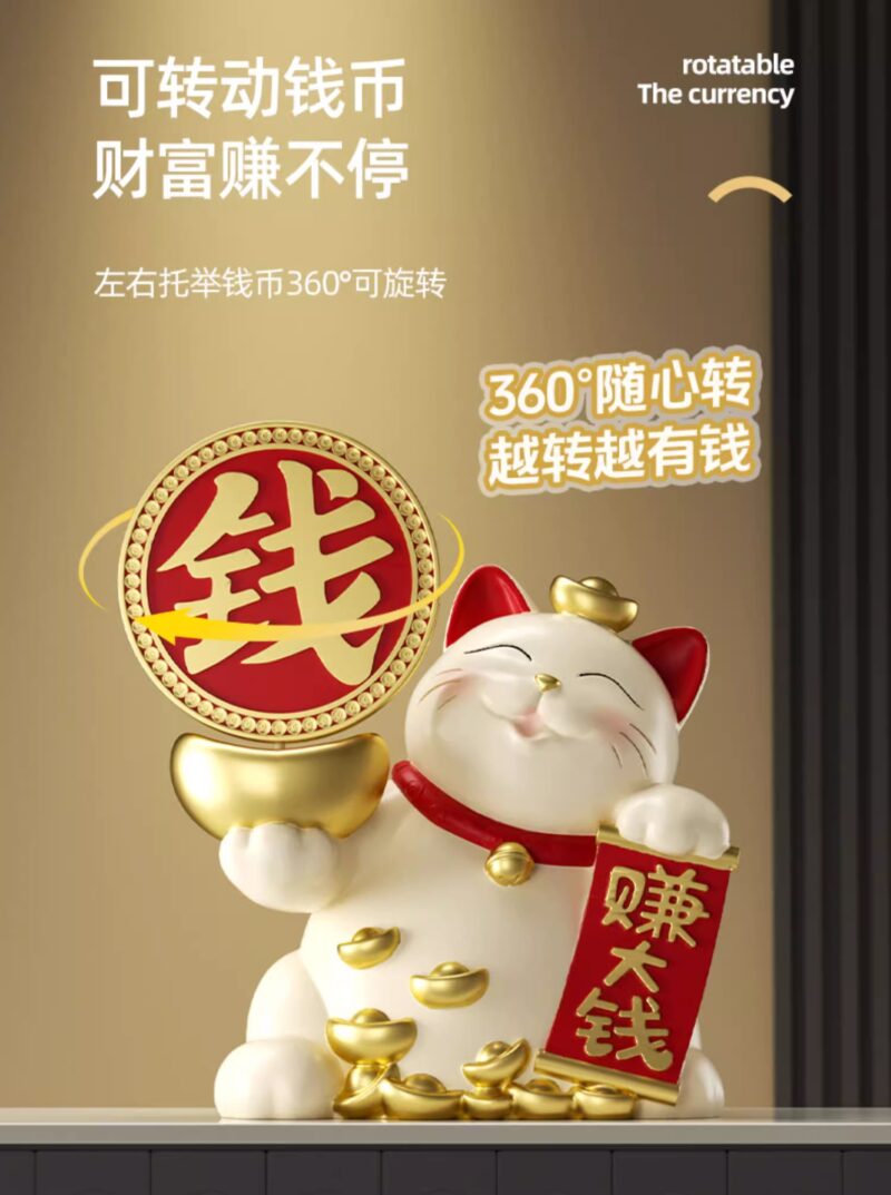 Fortune Cat - Spinning Money Sign