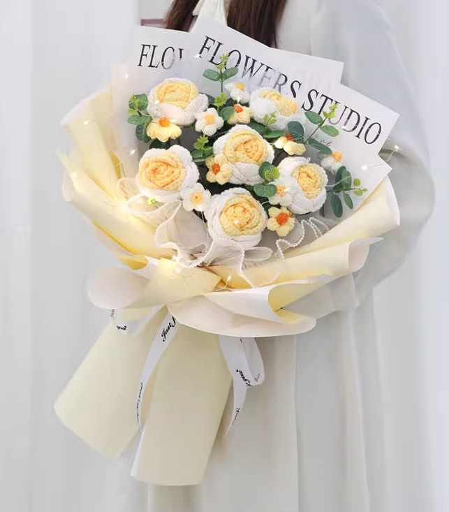 Yellow Knit Roses Everlasting Flower