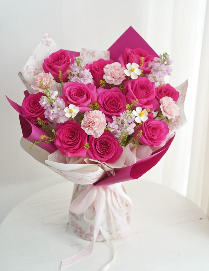 Bouquet 084 - Dark Pink Rose