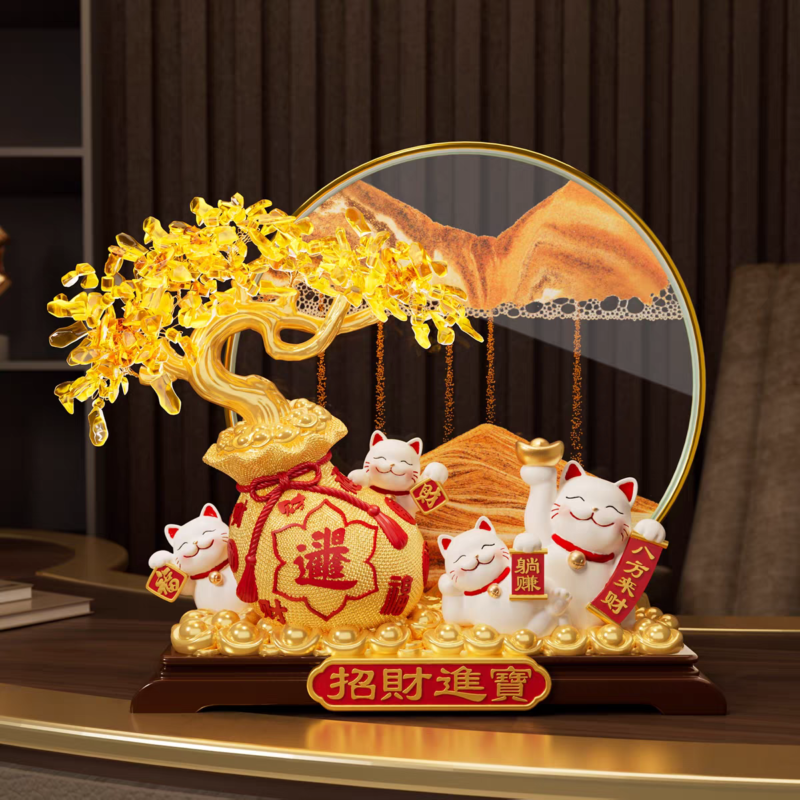 Fortune Cat Yellow HuLu (Flowing Sand)