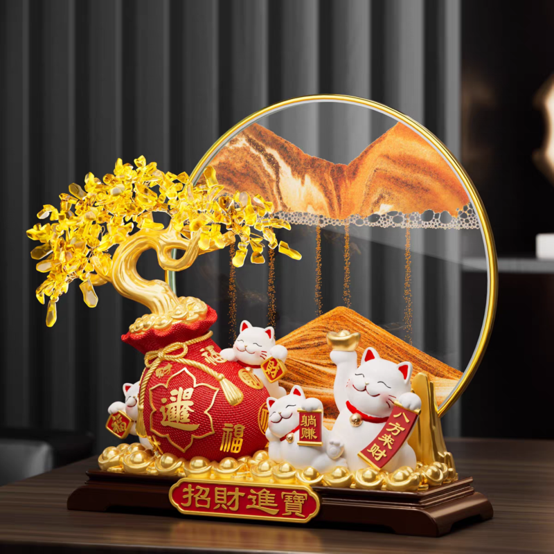 Fortune Cat Red HuLu (Flowing Sand)